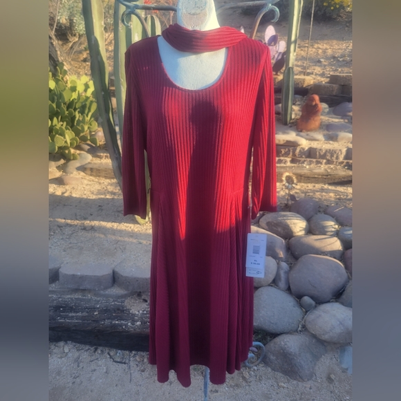 NWT Ribbed Dress With Matching Infinity Scarf - Picture 1 of 5